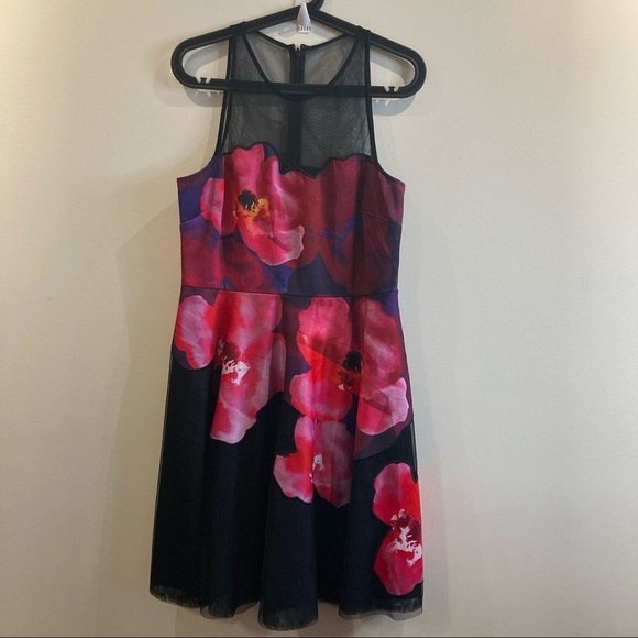 Badgley Mischka Dresses & Skirts - BELLE BY BADGLEY MISCHKA Sz 10 Floral and Mesh A-Line  Zipper Closure Dress